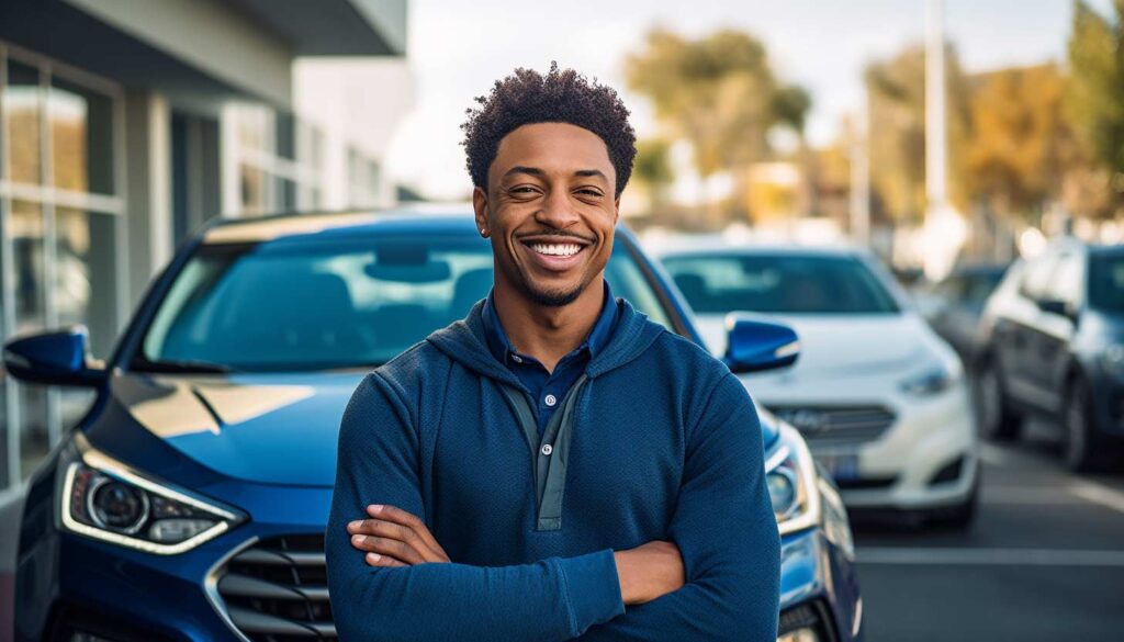 Man leaning on his vehicle, interested in the best time to file a diminished value claim