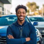 Man leaning on his vehicle, interested in the best time to file a diminished value claim