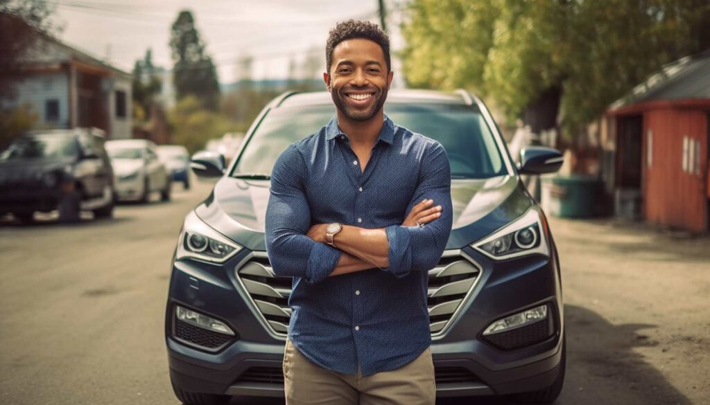 Pleased man leaning on car learning about diminished value statute of limitations