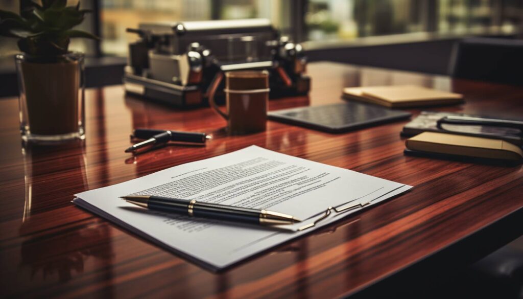 A well-organized demand letter for a diminished value claim laid out on a desk.